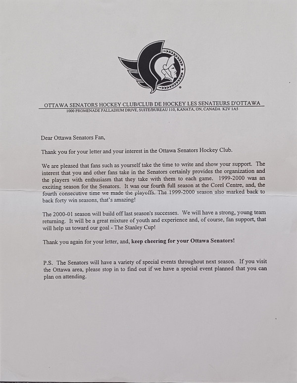 Letter from the club