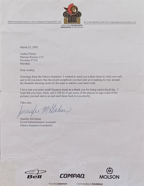 Letter from the club