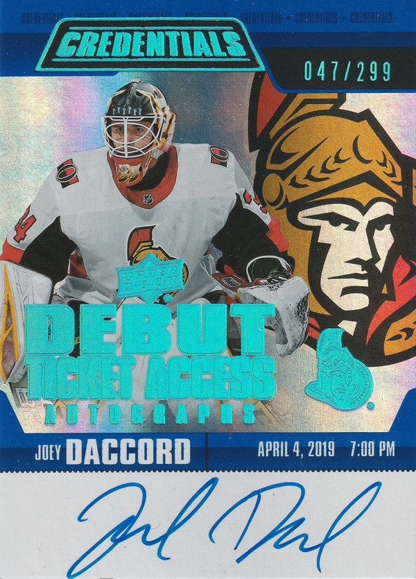 Hockey card Joey Daccord