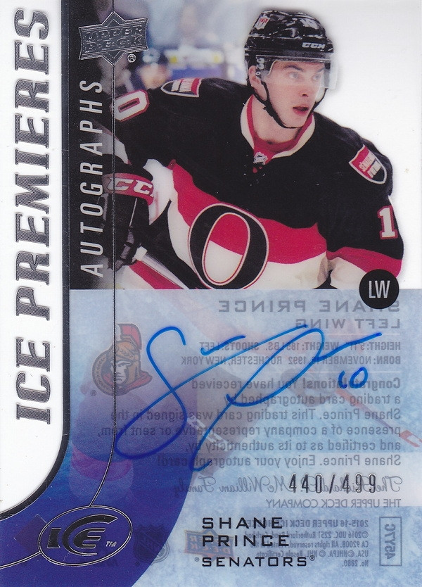 Hockey card Shane Prince 