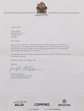 Letter from the club