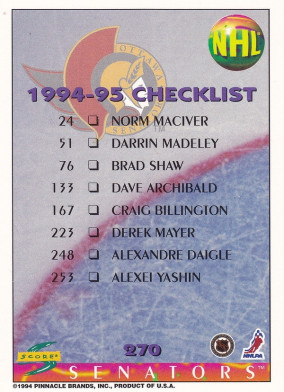 Hockey card Checklist