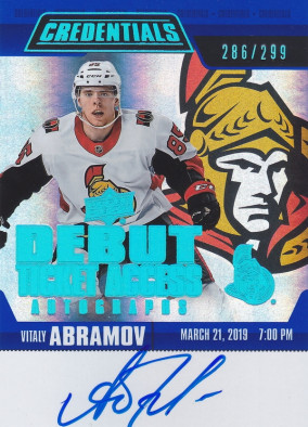 Hockey card Vitaly Abramov RTAA VA