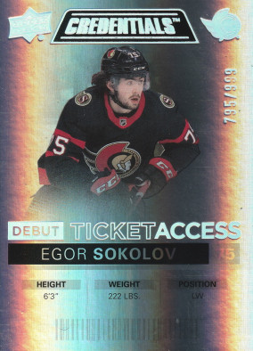 Hockey card Egor Sokolov
