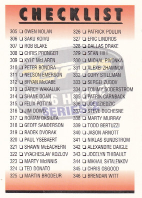 Hockey card Checklist