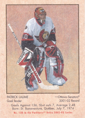 Hockey card Patrick Lalime